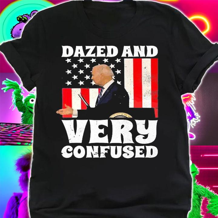 Biden Dazed And Very Confused Funny Anti Biden Funny Vintage USA Flag T-Shirt t-shirt shirt