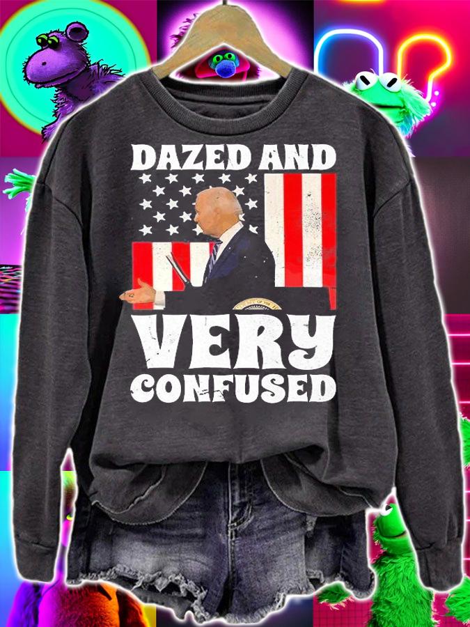 Biden Dazed And Very Confused Funny Anti Biden Funny Vintage USA Flag T-Shirt t-shirt sweatshirt