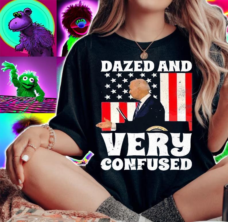 Biden Dazed And Very Confused Funny Anti Biden Funny Vintage USA Flag T-Shirt t-shirt woman shirt