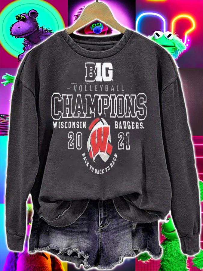 Big Ten Champions Wisconsin Badgers 2021 back to back to back T-shirt t-shirt