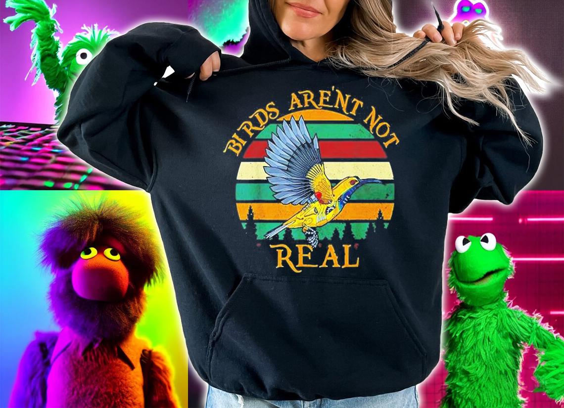 Bird Arent Real Retro Sunset T-Shirt t-shirt hoodie