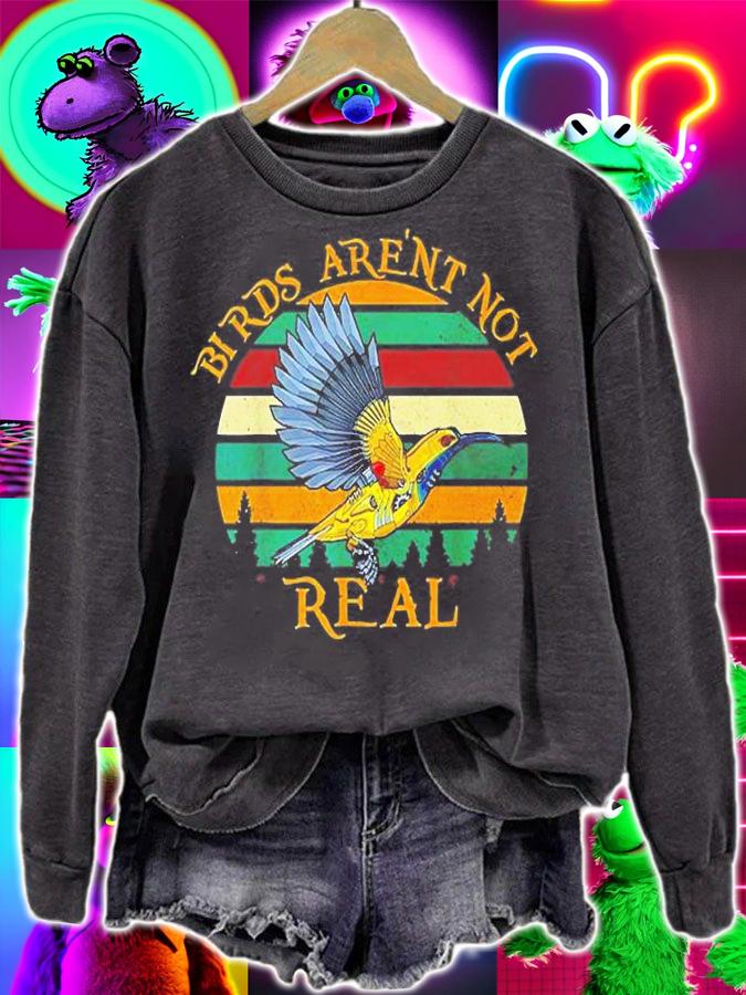 Bird Arent Real Retro Sunset T-Shirt t-shirt sweatshirt