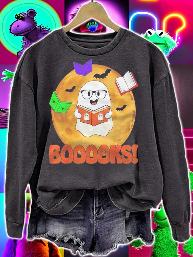 Booooks Ghost Reading Books Halloween Cute Shirt t-shirt sweatshirt