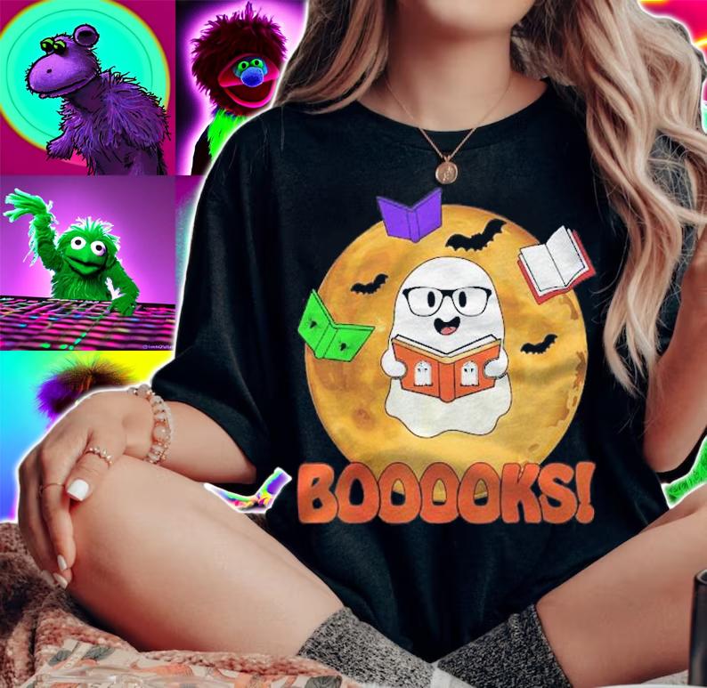 Booooks Ghost Reading Books Halloween Cute Shirt t-shirt woman shirt