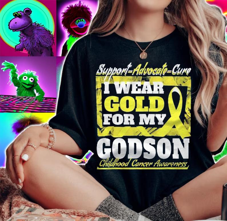 I Wear Gold For My Godson Childhood Cancer Awareness Shirt t-shirt