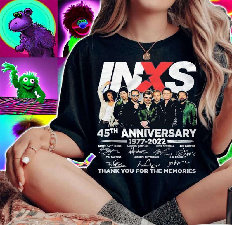 INXS 45th anniversary 1977-2022 signatures shirt t-shirt woman shirt