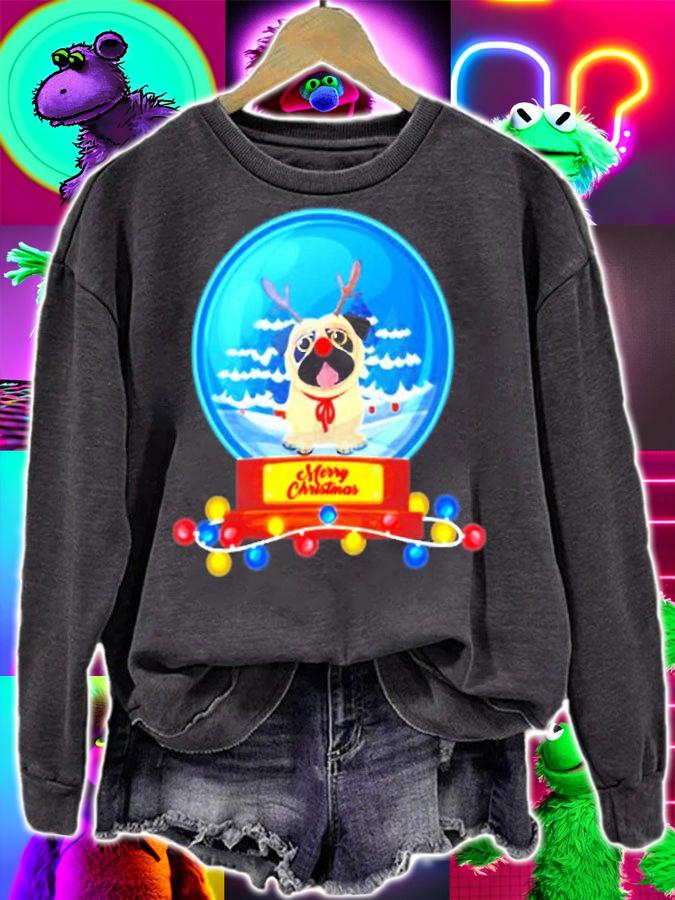 Christmas Pug Snow Globe T-Shirt t-shirt sweatshirt