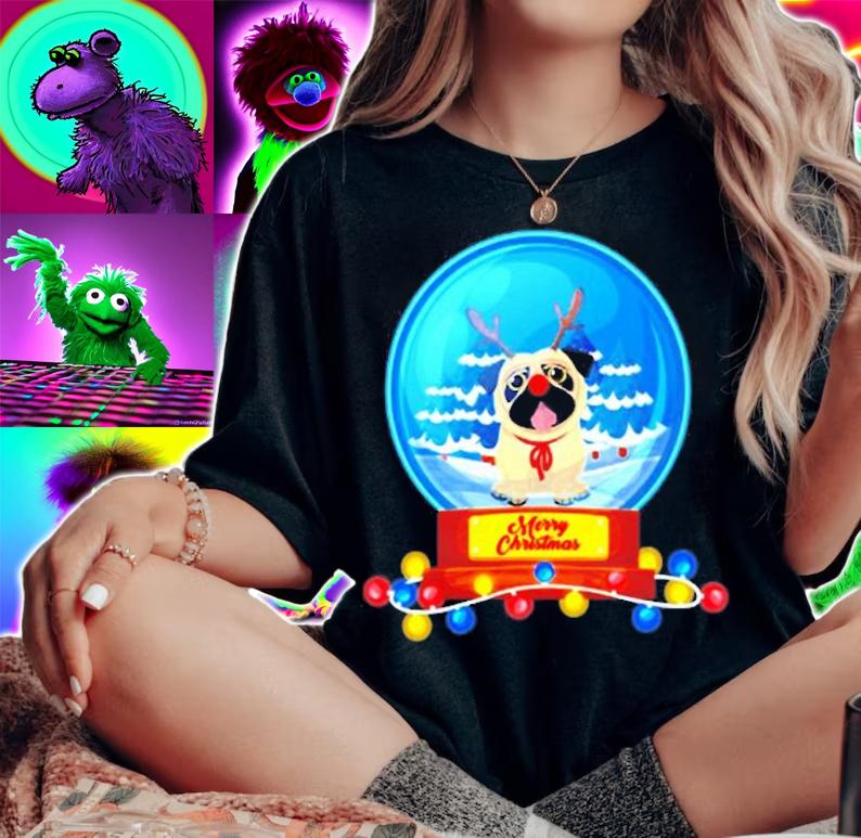 Christmas Pug Snow Globe T-Shirt t-shirt woman shirt