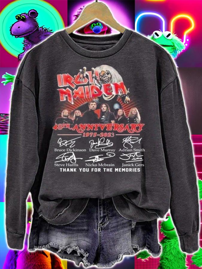 Iron Maiden band member 48th anniversary 1975 2023 signatures t-shirt sweatshirt
