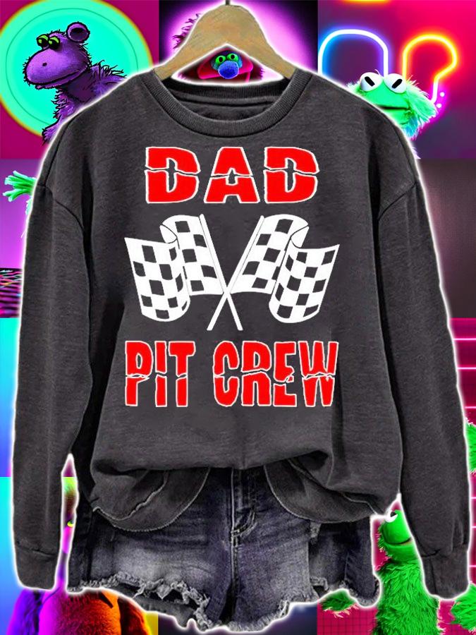Mens Dad Pit Crew Shirts Car Racing Checkered Flag Birthday T-Shirt t-shirt