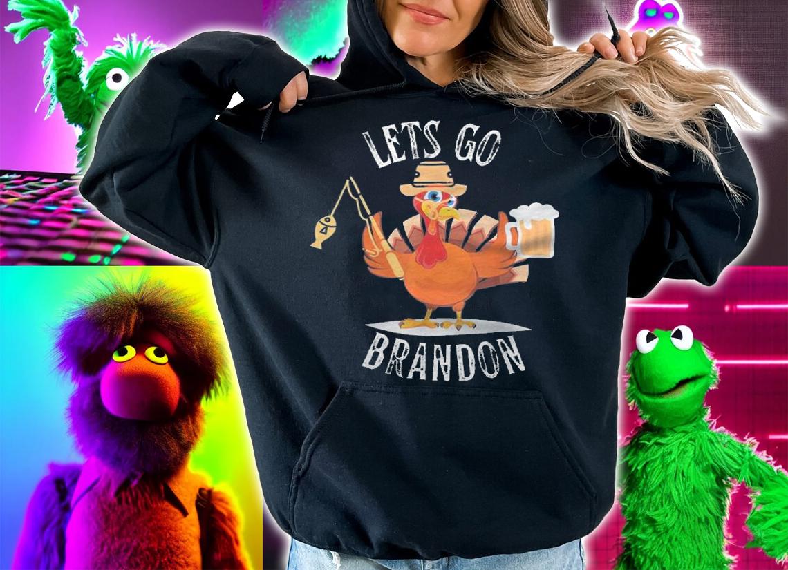 Premium let's Go Brandon Thanksgiving Turkey Fishing Fishermen Beer T-Shirt t-shirt