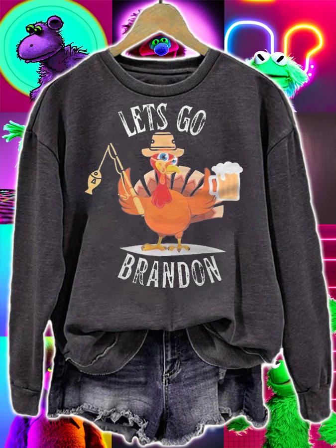 Premium let's Go Brandon Thanksgiving Turkey Fishing Fishermen Beer T-Shirt t-shirt