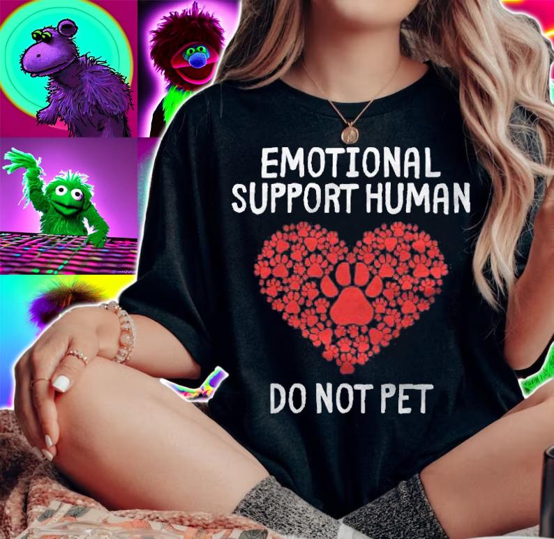 Service Dog Funny Animal Service Emotional Support Human Shirt t-shirt