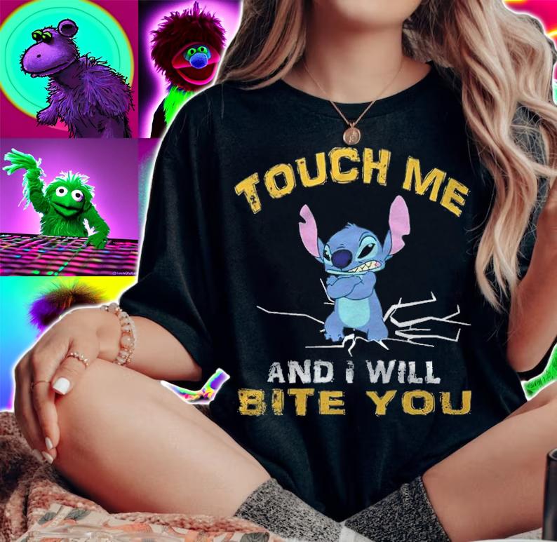Touch me and I will bite you Stitch T-shirt t-shirt woman shirt