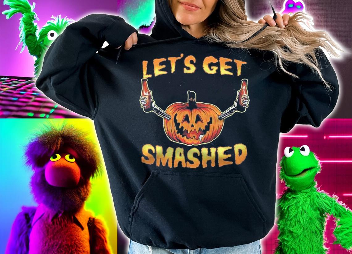 Lets Get Smashed Pumpkin Shirt Funny Halloween Drinking T-shirt t-shirt hoodie