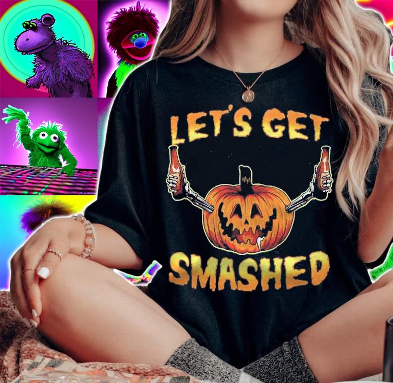 Lets Get Smashed Pumpkin Shirt Funny Halloween Drinking T-shirt t-shirt woman shirt