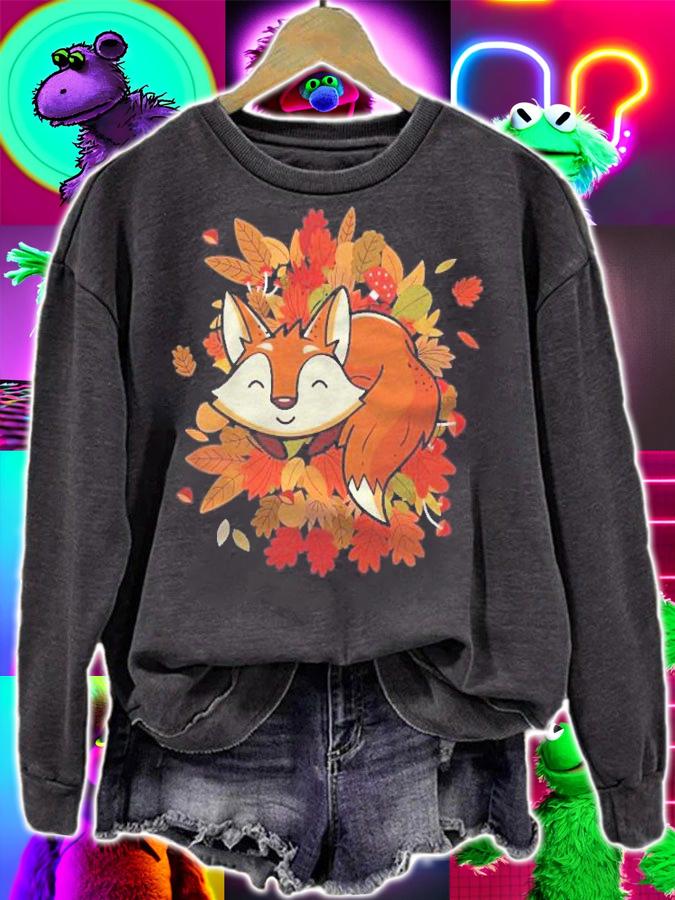 Red Forest Fox Autumn Fall Leaves Cute Fox Lover Gift Shirt t-shirt sweatshirt