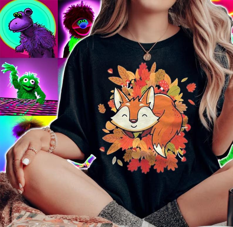 Red Forest Fox Autumn Fall Leaves Cute Fox Lover Gift Shirt t-shirt woman shirt