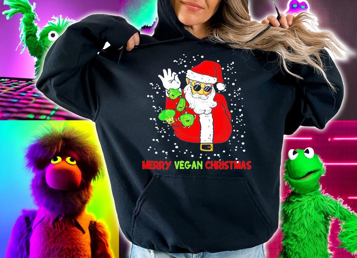 Merry Vegan Christmas Santa Claus With Vegetable Shirt t-shirt hoodie