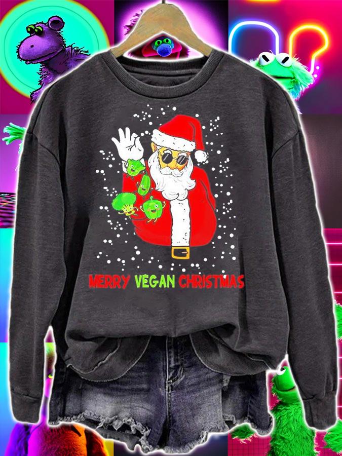Merry Vegan Christmas Santa Claus With Vegetable Shirt t-shirt sweatshirt