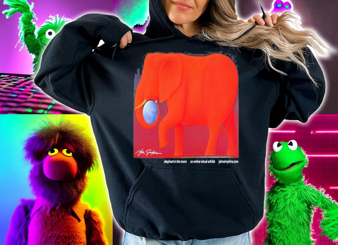 Elephant In A Virtual Gallery Of Artwork Design Shirt t-shirt