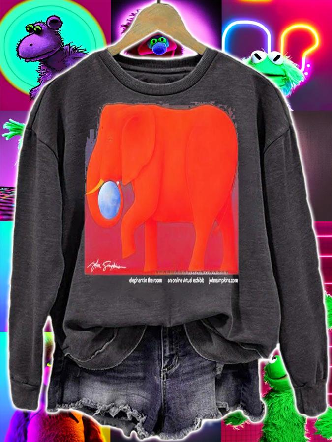 Elephant In A Virtual Gallery Of Artwork Design Shirt t-shirt