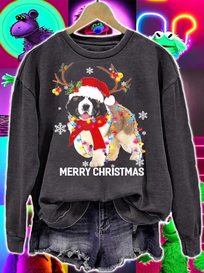 St Bernard Reindeer Xmas Light Christmas Ornaments Xmas Dog T-Shirt t-shirt