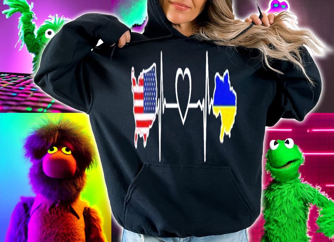 Ukrainian American Flag Usa Ukraine Heartbeat T-Shirt t-shirt