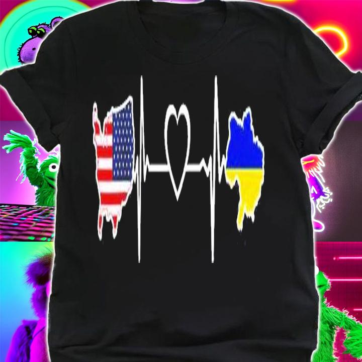 Ukrainian American Flag Usa Ukraine Heartbeat T-Shirt t-shirt
