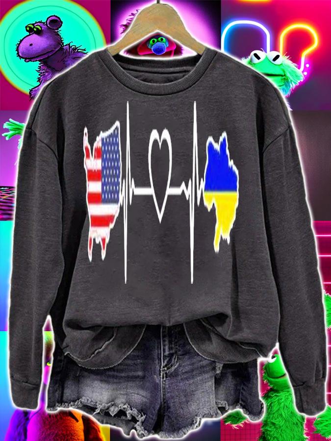 Ukrainian American Flag Usa Ukraine Heartbeat T-Shirt t-shirt