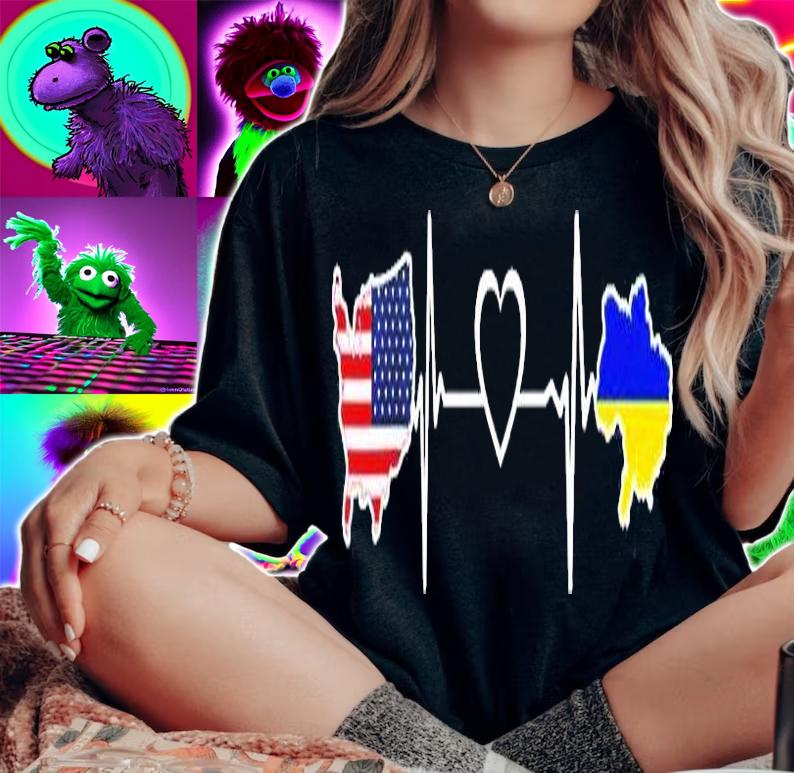 Ukrainian American Flag Usa Ukraine Heartbeat T-Shirt t-shirt