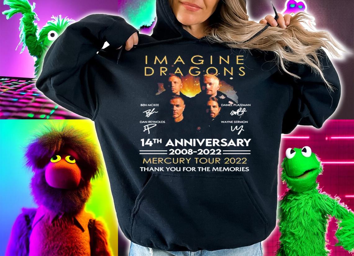 Imagine Dragons 14th Anniversary 2008-2022 Mercury Tour 2022 Signatures Thank You For The Memories Shirt t-shirt hoodie