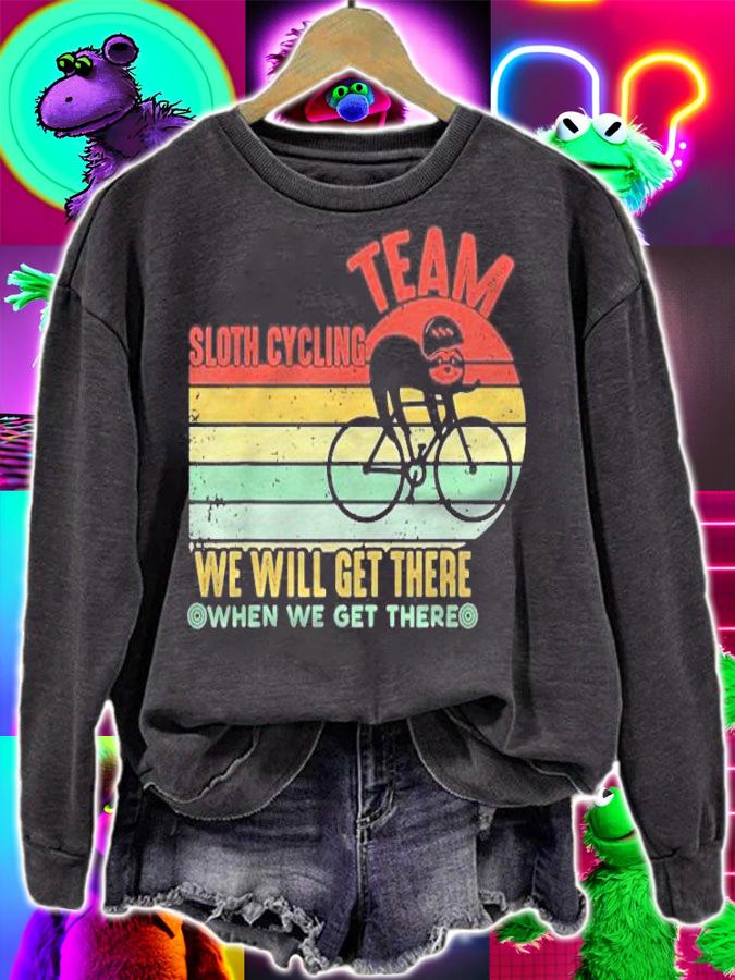 Retro Vintage Sloth Cycling Team Funny Lazy Sloth On A Bike Shirt t-shirt sweatshirt
