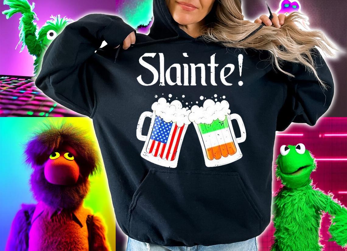Slainte Shirt Irish American Flag Beer Retro St Patricks Day T-Shirt t-shirt hoodie