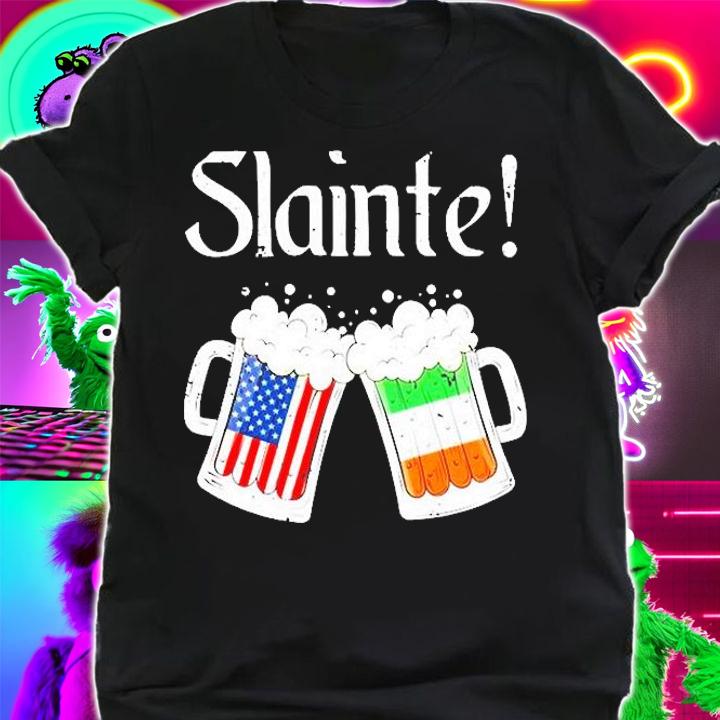 Slainte Shirt Irish American Flag Beer Retro St Patricks Day T-Shirt t-shirt shirt