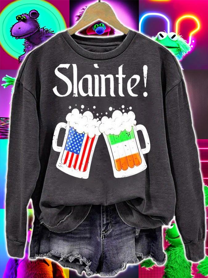 Slainte Shirt Irish American Flag Beer Retro St Patricks Day T-Shirt t-shirt sweatshirt