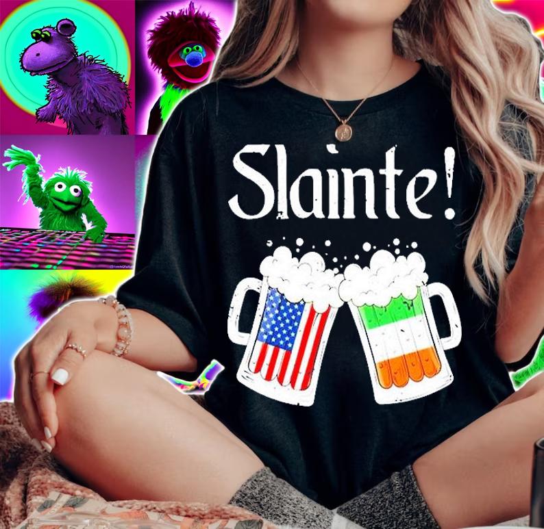 Slainte Shirt Irish American Flag Beer Retro St Patricks Day T-Shirt t-shirt woman shirt