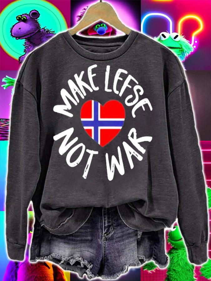 Womens Lefse Shirt Gift Norwegian Flag Heart Make Lefse Not War T-Shirt t-shirt sweatshirt