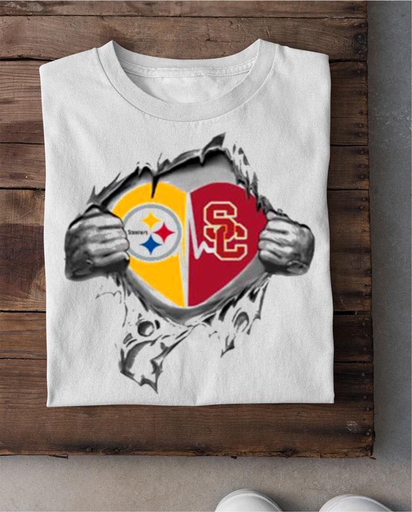 Blood Inside Me Pittsburgh Steelers And USC Trojans t-shirt