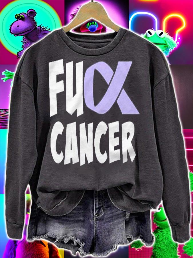 Fuck Cancer Lavender Awareness Ribbon Cancer Survivor Pullover Shirt sweatshirt