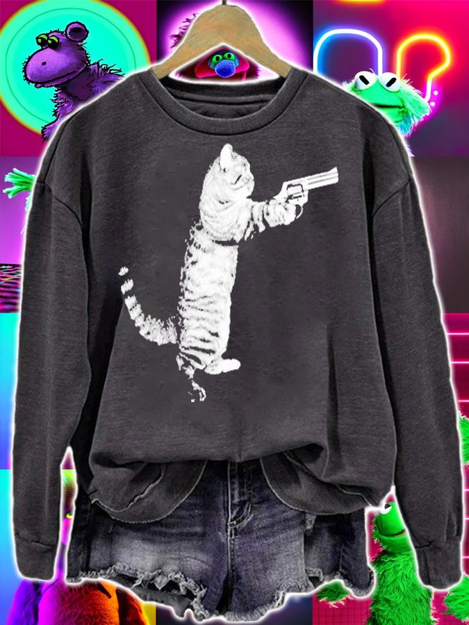 Gun Kitty Funny Cat T-Shirt