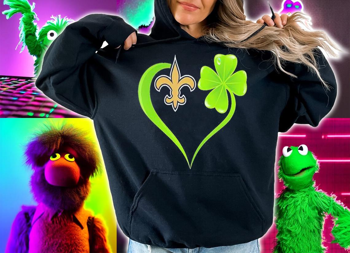 New Orleans Saints Shamrock Heart St Patrick's Day T-Shirt hoodie