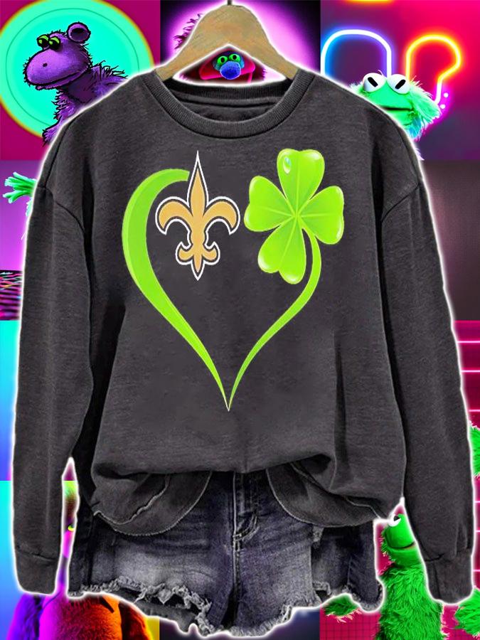 New Orleans Saints Shamrock Heart St Patrick's Day T-Shirt sweatshirt