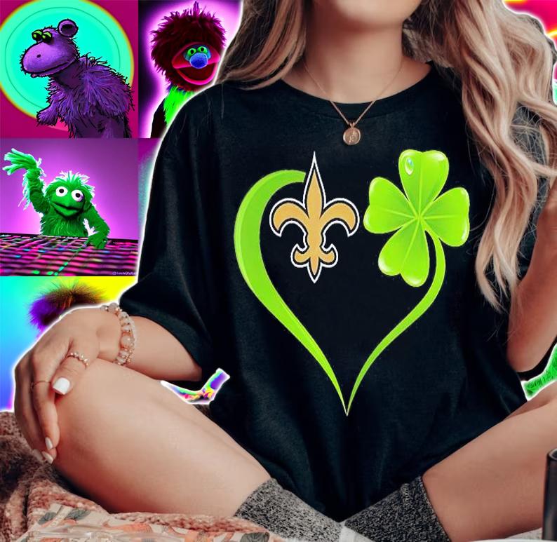 New Orleans Saints Shamrock Heart St Patrick's Day T-Shirt woman shirt