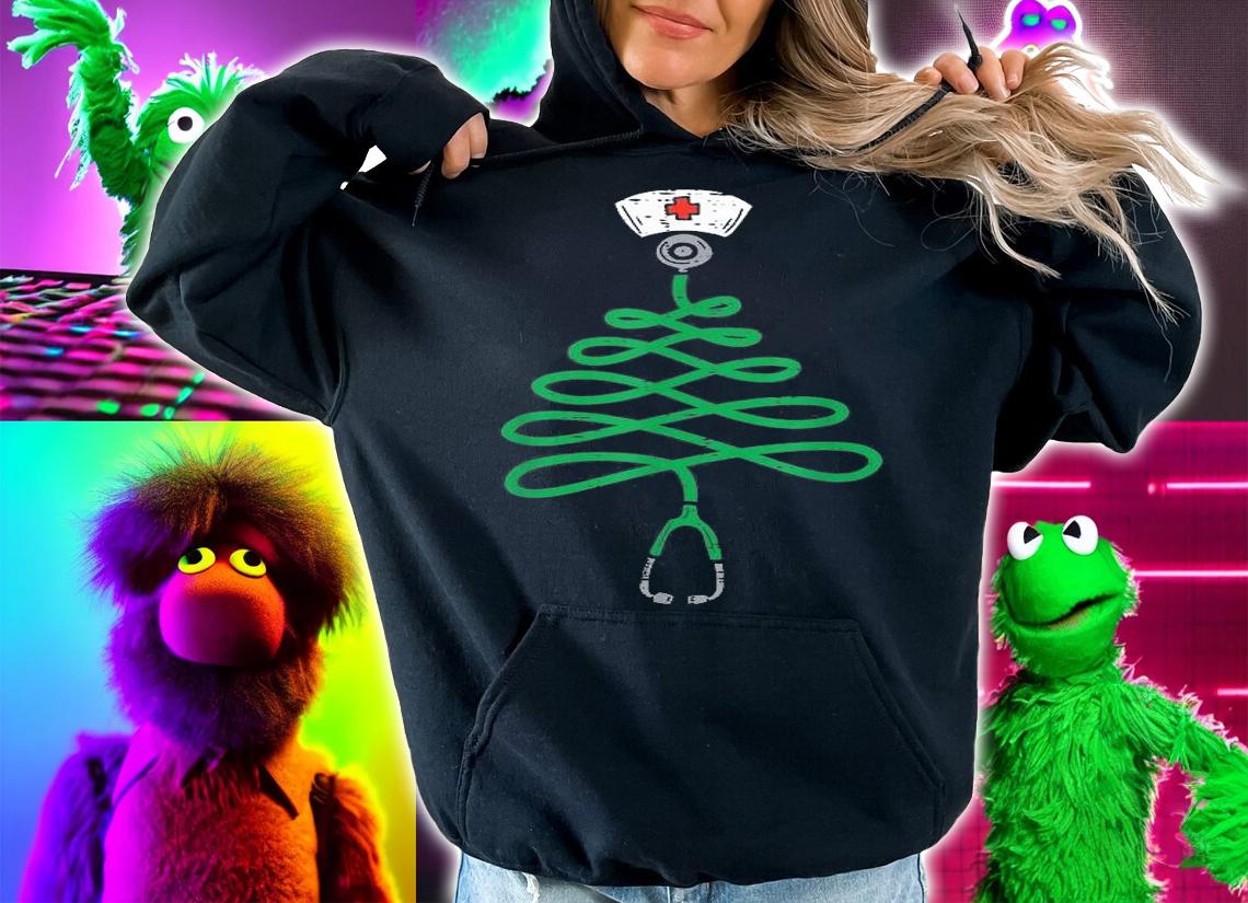 Stethoscope Christmas Tree Nurse Christmas Pajamas Xmas PJs T-Shirt hoodie