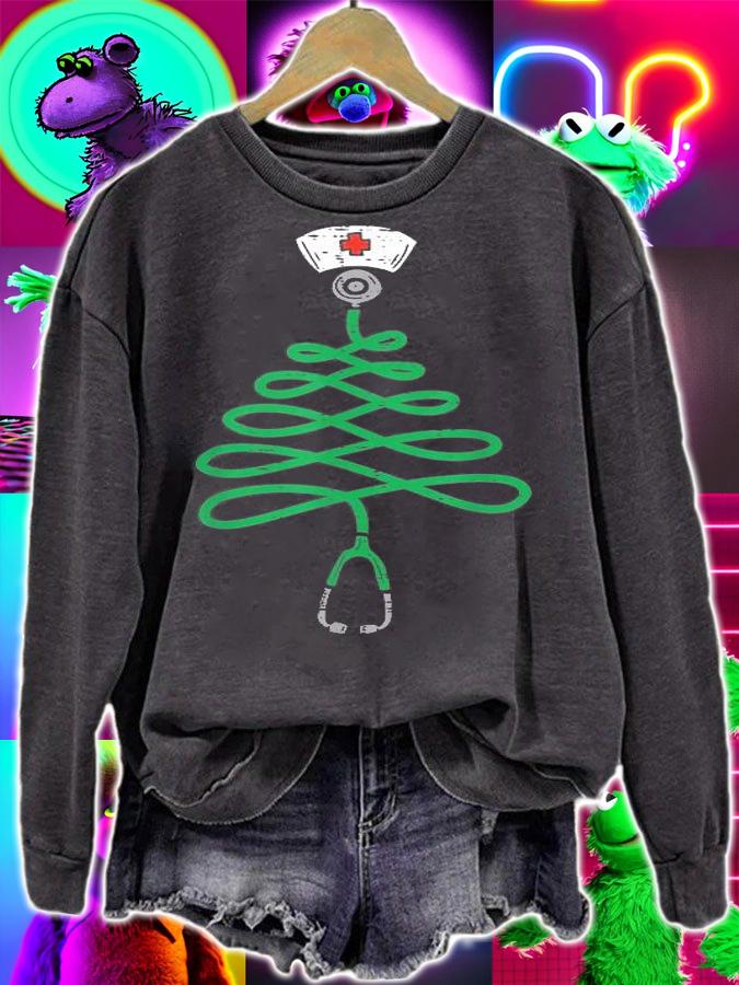 Stethoscope Christmas Tree Nurse Christmas Pajamas Xmas PJs T-Shirt sweatshirt