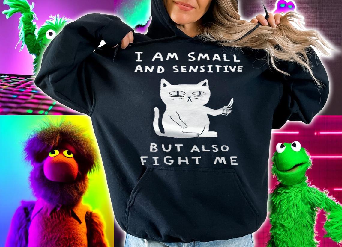 Funny cat I am small and sensitive but also fight me T-shirt hoodie