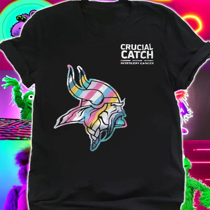Minnesota Vikings football team crucial catch intercept cancer T-shirt shirt