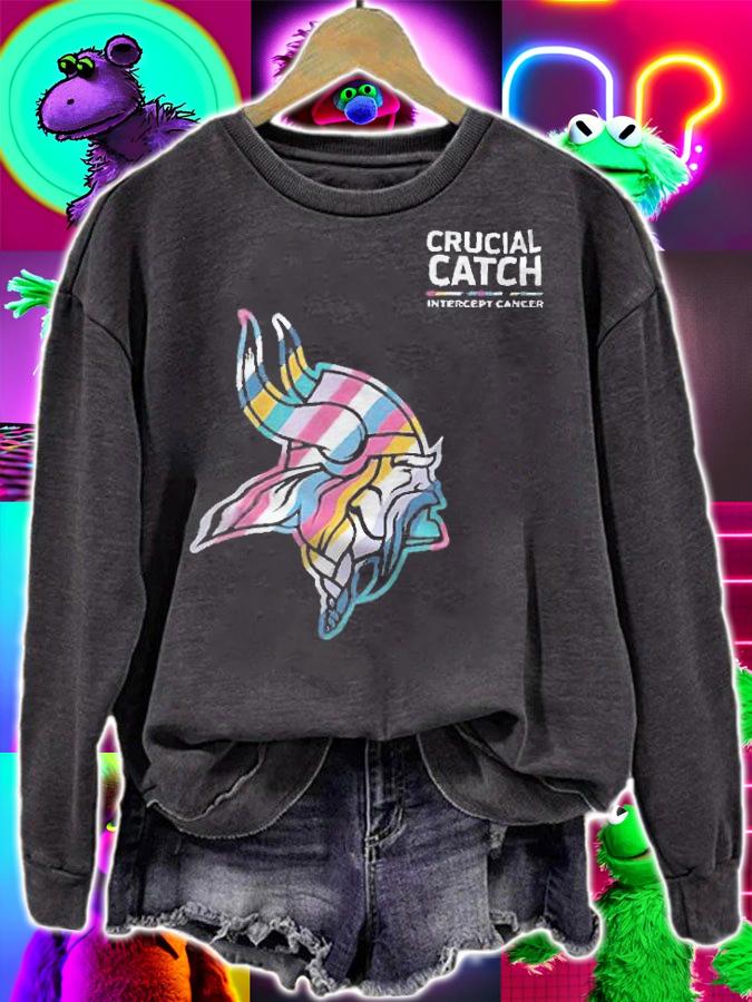 Minnesota Vikings football team crucial catch intercept cancer T-shirt sweatshirt