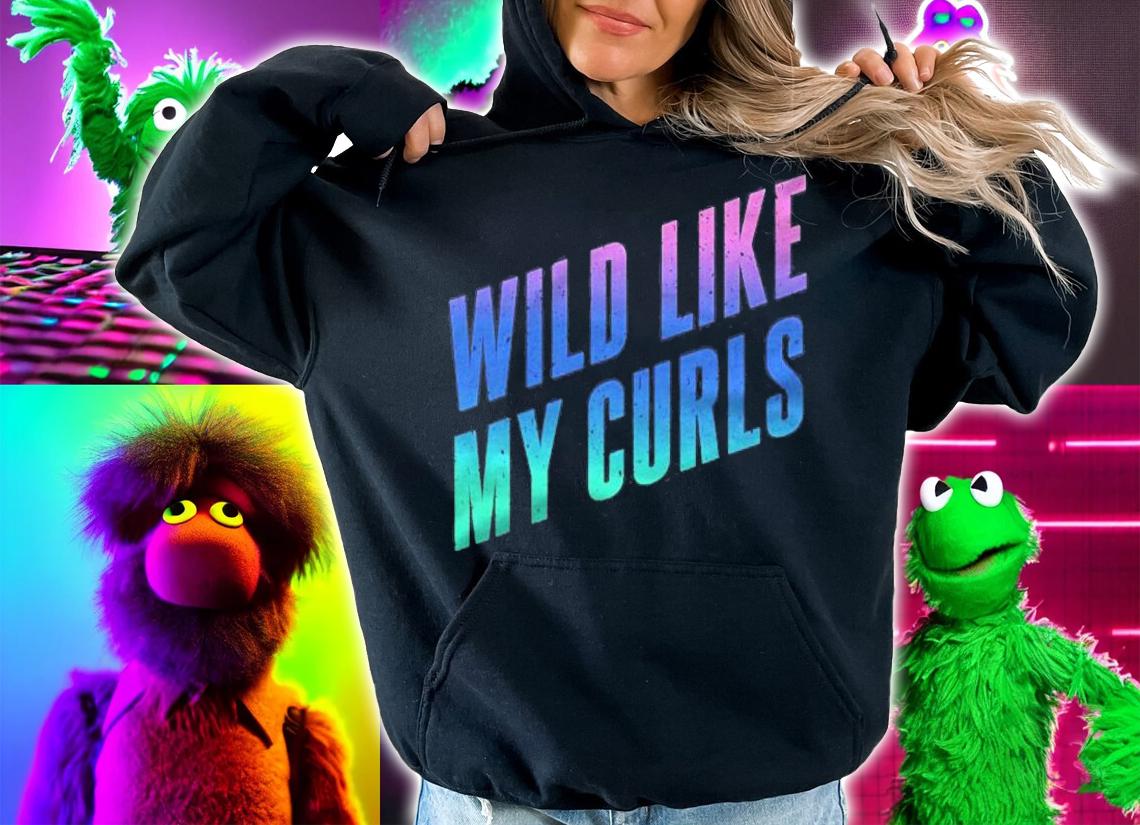 Wild Like My Curls Cute Curly Hair Quote Blue & Purple T-shirt hoodie